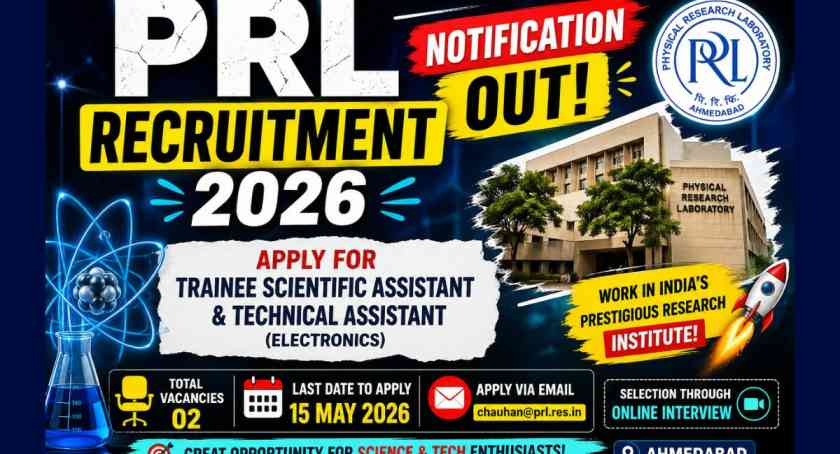 PRL Recruitment 2026 Notification Out