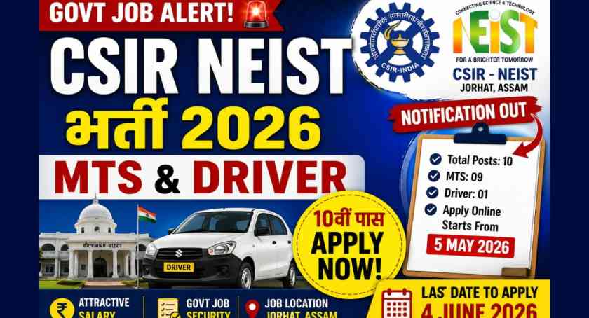 CSIR NEIST MTS & Driver Recruitment Notification